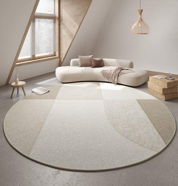 Abstract Contemporary Round Rugs for Dining Room, Modern Rugs for Dining Room, Washable Modern Rugs for Bathroom, Geometric Modern Rug Ideas for Living Room-Paintingforhome