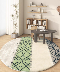 Unique Circular Rugs under Sofa, Abstract Contemporary Round Rugs, Modern Rugs for Dining Room, Geometric Modern Rugs for Bedroom-Paintingforhome