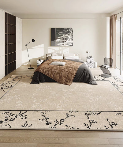 Large Modern Rugs for Sale, Dining Room Modern Rugs, Contemporary Floor Carpets for Living Room, Flower Pattern Geometric Modern Rugs in Bedroom-Paintingforhome