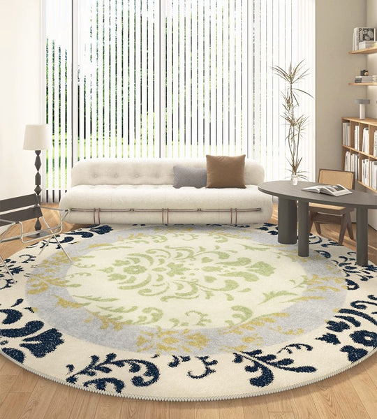 Modern Area Rugs under Coffee Table, Modern Rugs for Dining Room, Abstract Contemporary Round Rugs under Sofa, Geometric Modern Rugs for Bedroom-Paintingforhome