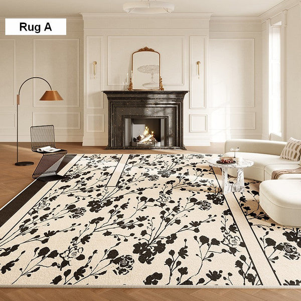 Contemporary Modern Rugs under Dining Room Table, Bedroom French Style Modern Rugs, Flower Pattern Modern Rugs for Interior Design, Flower Pattern Modern Rugs for Living Room-Paintingforhome