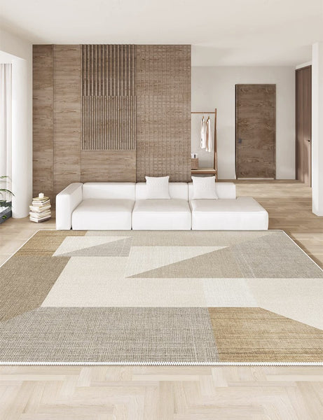 Modern Area Rugs for Bedroom, Extra Large Modern Rugs for Dining Room, Contemporary Modern Rugs for Living Room, Geometric Beige Modern Rugs for Office-Paintingforhome