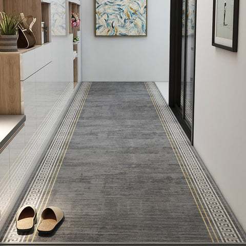 Modern Long Hallway Runners, Kitchen Runner Rugs, Entryway Runner Rugs, Grey Runners for Entrance Hallway, Long Hallway Runners, Long Narrow Runner Rugs-Paintingforhome
