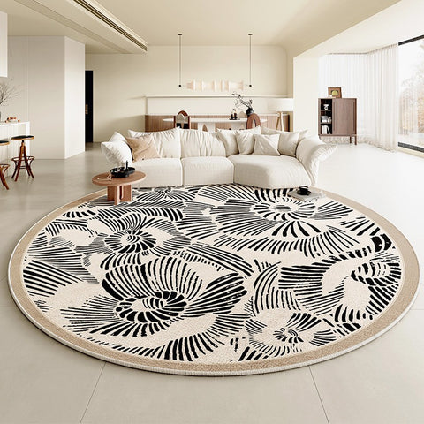 Modern Rug Ideas for Living Room, Dining Room Contemporary Round Rugs, Bedroom Modern Round Rugs, Circular Modern Rugs under Chairs-Paintingforhome