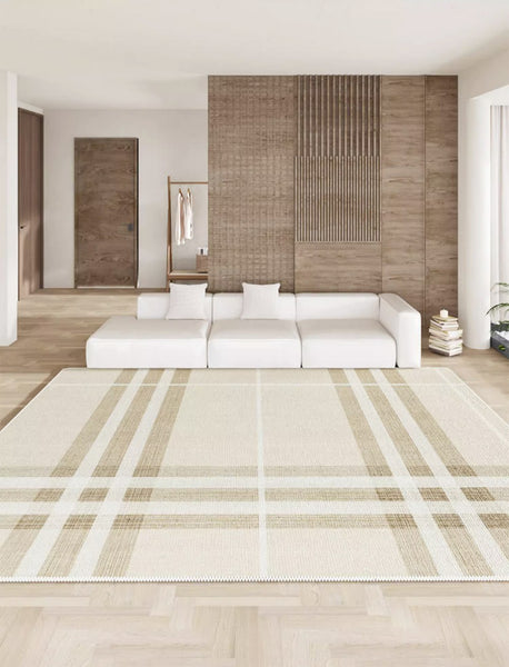 Large Beige Area Rugs for Living Room, Geometric Rug for Dining Room, Contemporary Rugs for Bedroom, Modern Floor Rugs for Office-Paintingforhome