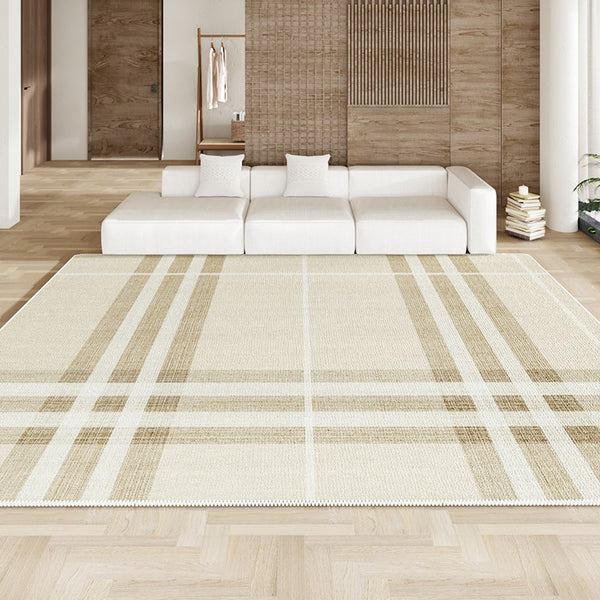 Large Beige Area Rugs for Living Room, Geometric Rug for Dining Room, Contemporary Rugs for Bedroom, Modern Floor Rugs for Office-Paintingforhome