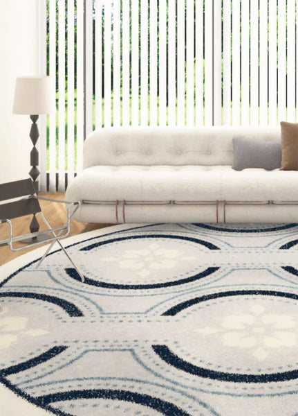 Contemporary Modern Rugs for Bedroom, Modern Area Rugs under Coffee Table, Dining Room Modern Rugs, Abstract Geometric Round Rugs under Sofa-Paintingforhome