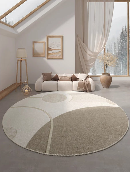 Modern Round Rugs for Dining Room, Round Rugs under Coffee Table, Contemporary Modern Rug Ideas for Living Room, Circular Modern Rugs for Bedroom-Paintingforhome