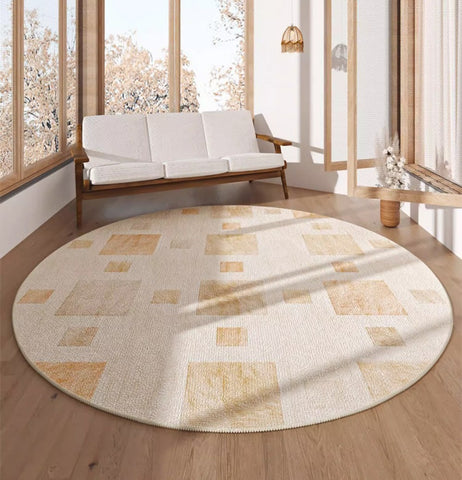 Circular Modern Rugs for Living Room, Modern Area Rugs for Bedroom, Round Carpets under Coffee Table, Contemporary Round Rugs for Dining Room-Paintingforhome