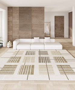 Simple Modern Beige Rugs for Bedroom, Modern Rugs for Dining Room, Contemporary Rugs for Office, Geometric Modern Rugs, Large Abstract Modern Rugs for Living Room-Paintingforhome
