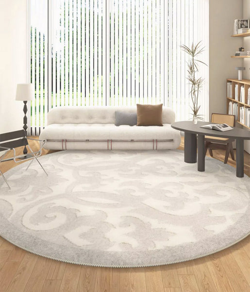 Large Modern Area Rugs under Coffee Table, Dining Room Modern Rugs, Contemporary Modern Rugs for Bedroom, Abstract Geometric Round Rugs under Sofa-Paintingforhome