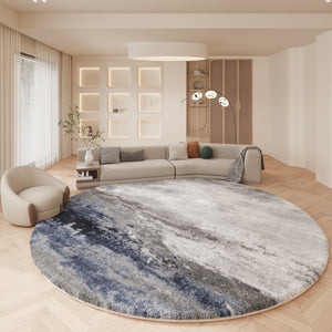 Round Area Rugs under Coffee Table, Circular Modern Rugs for Dining Room, Unique Bedroom Floor Carpets, Contemporary Geometirc Rug Ideas for Living Room-Paintingforhome