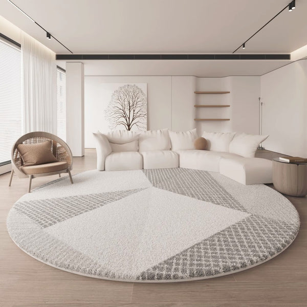 Unique Bedroom Floor Carpets, Round Area Rugs under Coffee Table, Circular Modern Rugs for Dining Room, Contemporary Geometirc Rug Ideas for Living Room-Paintingforhome