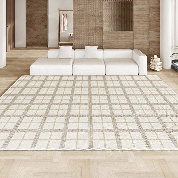 Large Modern Rugs for Living Room, Contemporary Rugs for Office, Simple Modern Beige Rugs for Bedroom, Abstract Geometric Modern Rugs, Modern Rugs for Dining Room-Paintingforhome