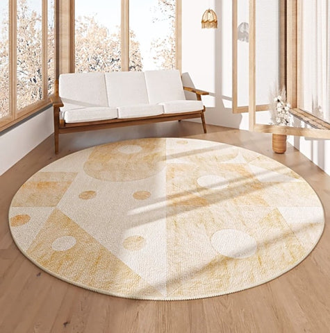 Unique Modern Area Rugs for Bedroom, Circular Modern Rugs for Living Room, Round Carpets under Coffee Table, Contemporary Round Rugs for Dining Room-Paintingforhome