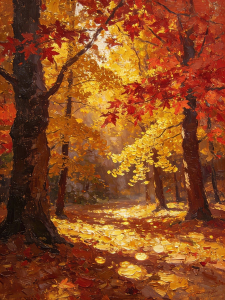 Golden Woods in Autumn, Heavy Texture Wall Art Paintings, On Canvas Small Paintings, Hand Painted Canvas Art, Original Artwork Small Paintings-Paintingforhome