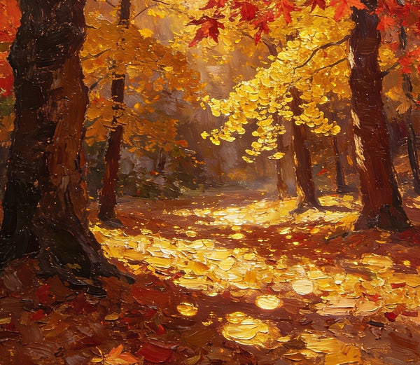 Golden Woods in Autumn, Heavy Texture Wall Art Paintings, On Canvas Small Paintings, Hand Painted Canvas Art, Original Artwork Small Paintings-Paintingforhome