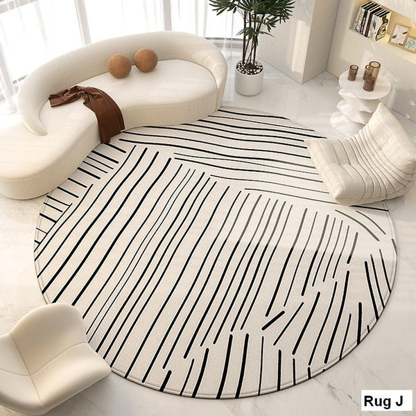 Unique Modern Rugs for Living Room, Geometric Round Rugs for Dining Room, Contemporary Modern Area Rugs for Bedroom, Circular Modern Rugs under Chairs-Paintingforhome