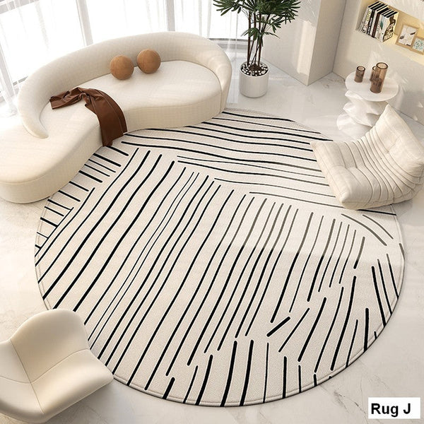 Modern Round Rugs for Bedroom, Dining Room Contemporary Round Rugs, Circular Modern Rugs under Chairs, Contemporary Modern Rug for Living Room-Paintingforhome