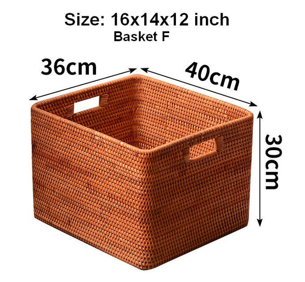 Storage Basket for Shelves, Large Rectangular Storage Baskets, Storage Baskets for Kitchen, Woven Rattan Storage Baskets for Bedroom-Paintingforhome