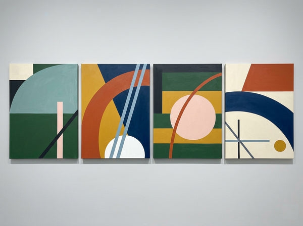 Contemporary Geometric Art, Large Absract Paintings for Modern Living Room, Multi Panel Group Artwork