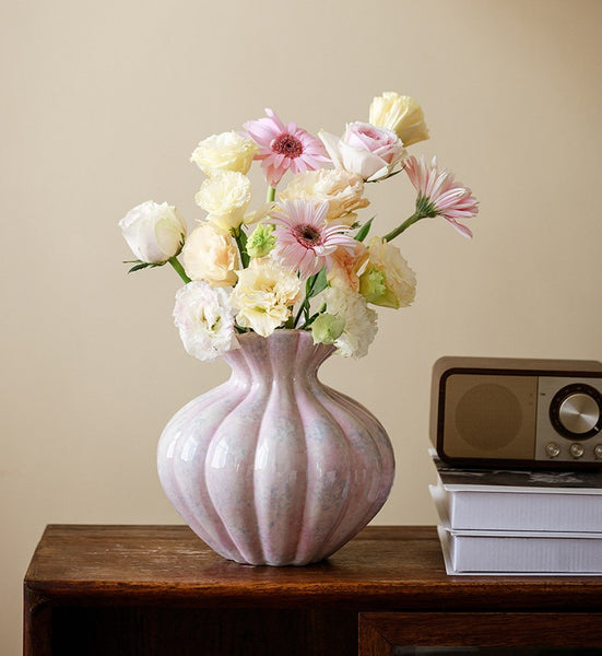 Handmade Water Holding Flower Vases, Modern Flower Vase Centerpiece on Table, Porcelain Flower Vases, Ceramic Bouquet Vases-Paintingforhome