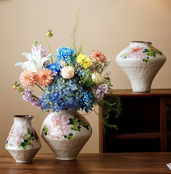 Modern Porcelain Flower Vases, Flower Vases on Table, Handmade Water Holding Flower Vases, Centerpiece on Dining Table, Ceramic Bouquet Vases-Paintingforhome