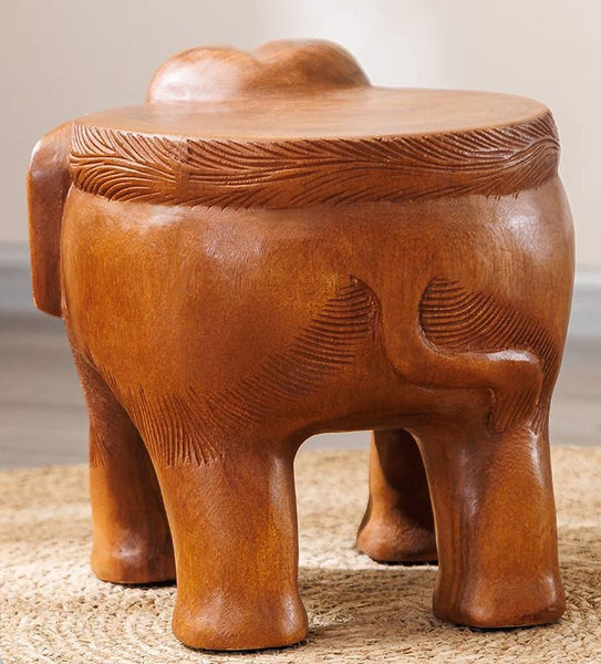 Dining Table Stool, Handmade Solid Wood low Stool, Elephant Wooden Stool, Elephant Sofa Stool, Creative Shoe-changing Stool-Paintingforhome