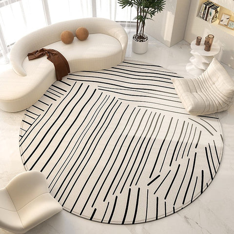 Large Modern Rugs for Living Room, Contemporary Modern Area Rugs for Bedroom, Geometric Round Rugs for Dining Room, Circular Modern Rugs under Chairs-Paintingforhome