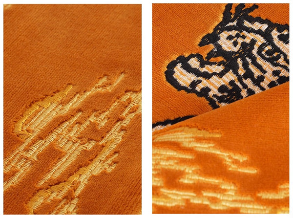 Contemporary Modern Sofa Pillows, Yellow Embroidery Tiger Pattern Pillows for Couch, Decorative Throw Pillows for Bedroom, Large Modern Sofa Pillow for Living Room-Paintingforhome