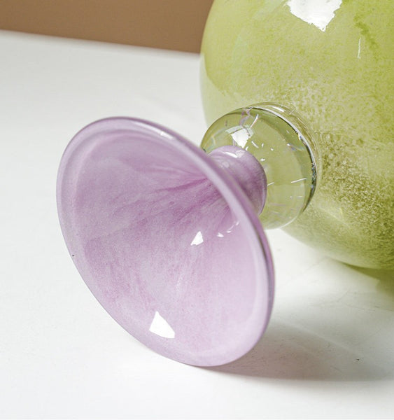 Modern Glass Vase for Flowers, Mid Century Glass Vases, Handmade Modern Vases for Living Room, Unique Decorative Glass Vase, Centerpiece Contemporary Vases on Table-Paintingforhome