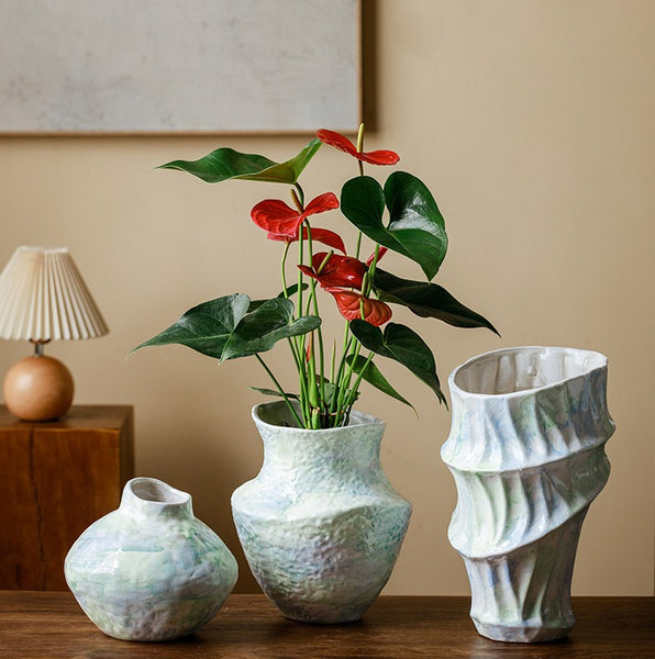 Modern Porcelain Flower Vases, Handmade Water Holding Flower Vases, Centerpiece on Dining Table, Ceramic Bouquet Vases, Flower Vases on Table-Paintingforhome