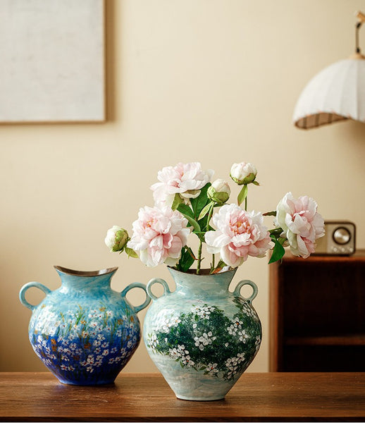 Large Flower Vases on Table, Modern Pottery Flower Vases, Centerpiece on Dining Table, Handmade Water Holding Flower Vases, Pottery Bud Vases-Paintingforhome