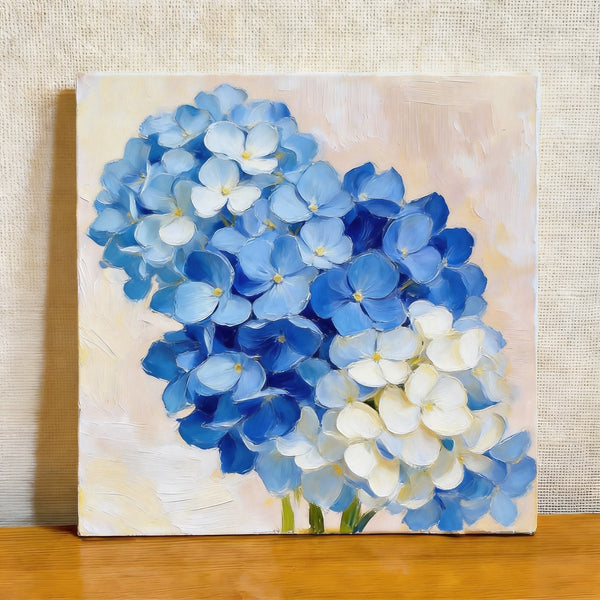 Hydrangeas in Full Bloom, Still Life Painting, Small Canvas Wall Art, Hand Painted Canvas Art, Original Flower Paintings, Buy Small Paintings Online-Paintingforhome
