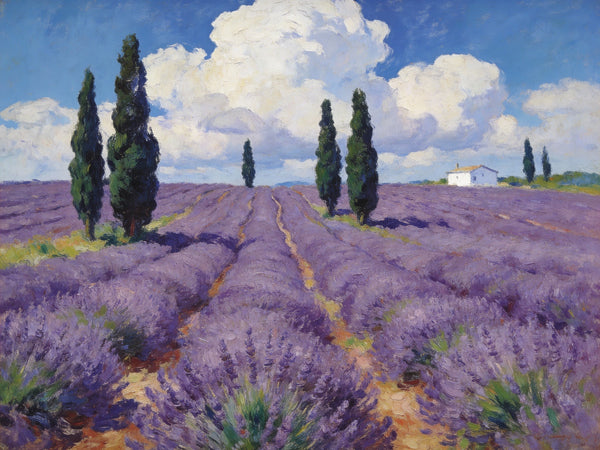 Small Landscape Paintings, Lavender Meadows, Provençal Summer, Original Wall Art Paintings, Original Artwork Small Paintings, On Canvas Small Paintings, Hand Painted Canvas Art-Paintingforhome