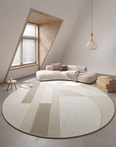 Contemporary Modern Rug Ideas for Living Room, Round Rugs under Coffee Table, Large Modern Round Rugs for Dining Room, Circular Modern Rugs for Bedroom-Paintingforhome