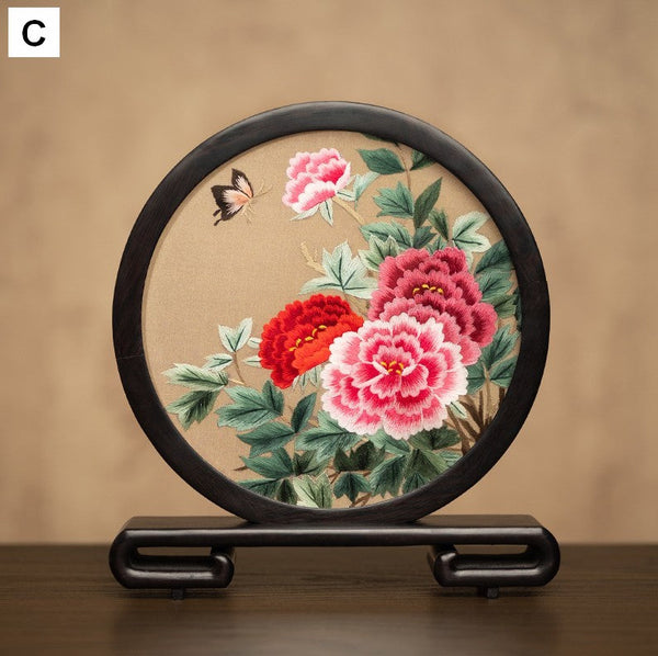 Unique Birthday Gift, Traditional Chinese Suzhou Embroidery Ornament, Exclusive Business Present Flower and Butterfly Embroidered Decor, Premium Souvenir-Paintingforhome
