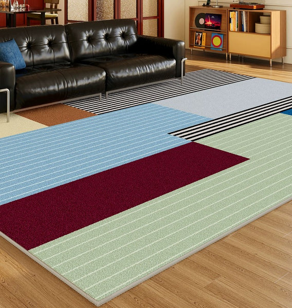 Abstract Contemporary Modern Rugs for Living Room, Geometric Modern Rug Placement Ideas for Living Room, Colorful Modern Rugs for Bedroom