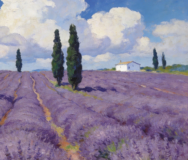 Small Landscape Paintings, Lavender Meadows, Provençal Summer, Original Wall Art Paintings, Original Artwork Small Paintings, On Canvas Small Paintings, Hand Painted Canvas Art-Paintingforhome