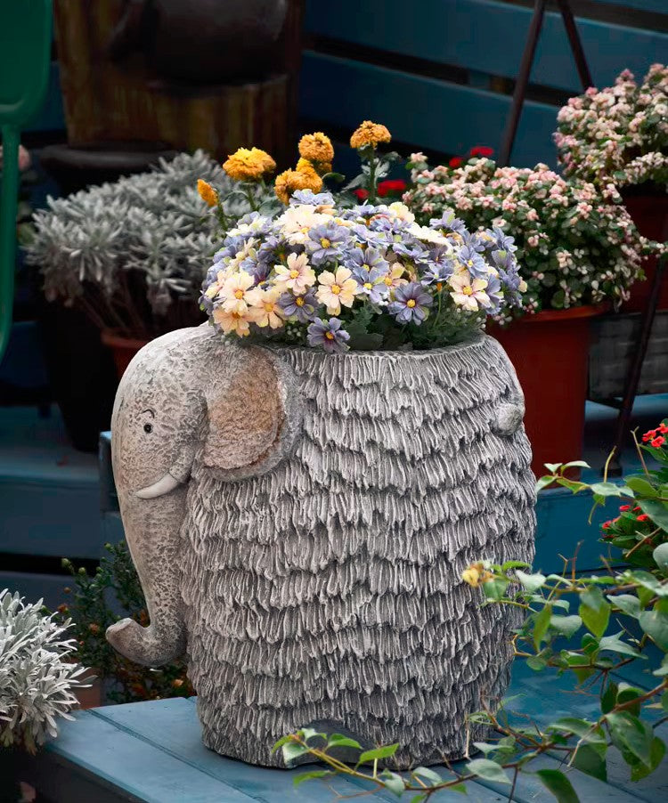 Elephant Flower Pot, Modern Animal Statue for Garden Ornaments, Large –  Paintingforhome