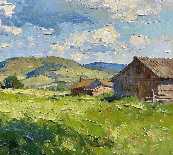 Original Small Paintings, Summer Landscape, Trees, Grass and Cloud Shadows, Landscape Artwork Canvas Paintings, Small Oil Paintings, Small Wall Paintings-Paintingforhome