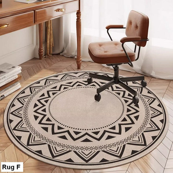 Round Rugs under Coffee Table, Geometric Modern Rug Ideas for Living Room, Circular Modern Rugs under Dining Room Table, Modern Round Rugs for Bedroom-Paintingforhome
