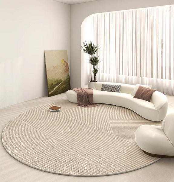 Modern Rugs for Dining Room, Circular Modern Rugs for Bedroom, Contemporary Round Rugs, Geometric Modern Rug Ideas for Living Room-Paintingforhome