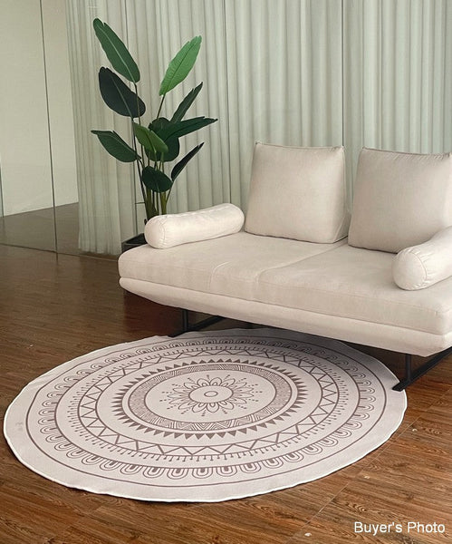 Circular Modern Rugs for Bedroom, Modern Rugs for Dining Room, Contemporary Round Rugs, Geometric Modern Rug Ideas for Living Room-Paintingforhome