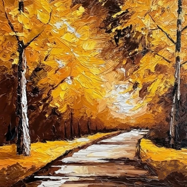 Heavy Texture Canvas Art, Small Palette Knife Oil Paintings, Easy Landscape Painting Ideas, Simple Small Canvas Paintings, Autumn Forest Tree Painting, Small Landscape Painting-Paintingforhome