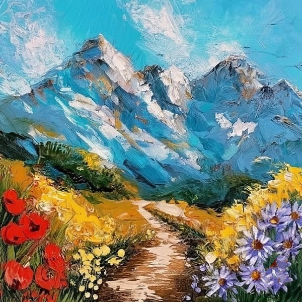 Original Small Landscape Paintings, Heavy Texture Canvas Art, Mountain Landscape Painting, Small Canvas Paintings, Easy Landscape Painting Ideas, Simple Small Canvas Paintings-Paintingforhome