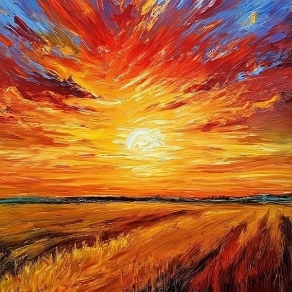 Simple Small Canvas Paintings, Sunset Landscape Painting, Original Small Landscape Paintings, Heavy Texture Acrylic Artwork, Easy Landscape Painting Ideas for Home Decor-Paintingforhome