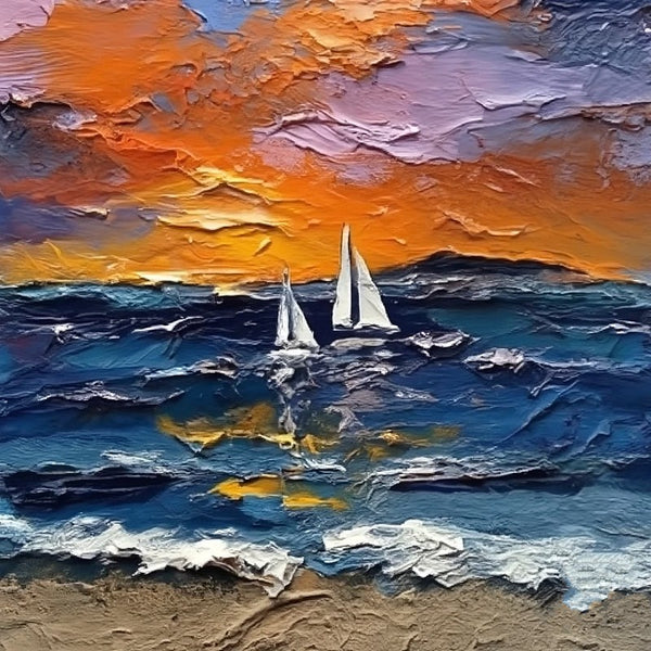Simple Small Canvas Paintings, Sail Boat at Sea Painting, Hand Painted Canvas Art, Easy Seascape Painting Ideas, Small Landscape Painting-Paintingforhome