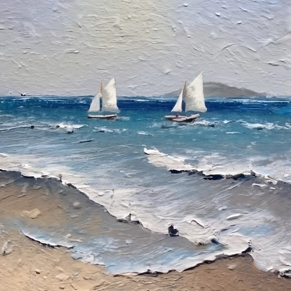 Hand Painted Canvas Art, Simple Small Canvas Paintings, Sail Boat at Sea Painting, Easy Seascape Painting Ideas, Small Landscape Painting-Paintingforhome