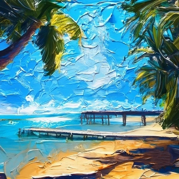 Texture Canvas Art, Florida Seashore Beach Painting, Original Small Landscape Paintings, Heavy Small Palette Knife Oil Paintings, Easy Landscape Painting Ideas, Simple Small Canvas Paintings-Paintingforhome